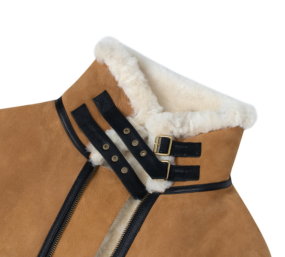 EVERAU® Fluffy Sheepskin Wool Zip Sleeveless Vest Dale