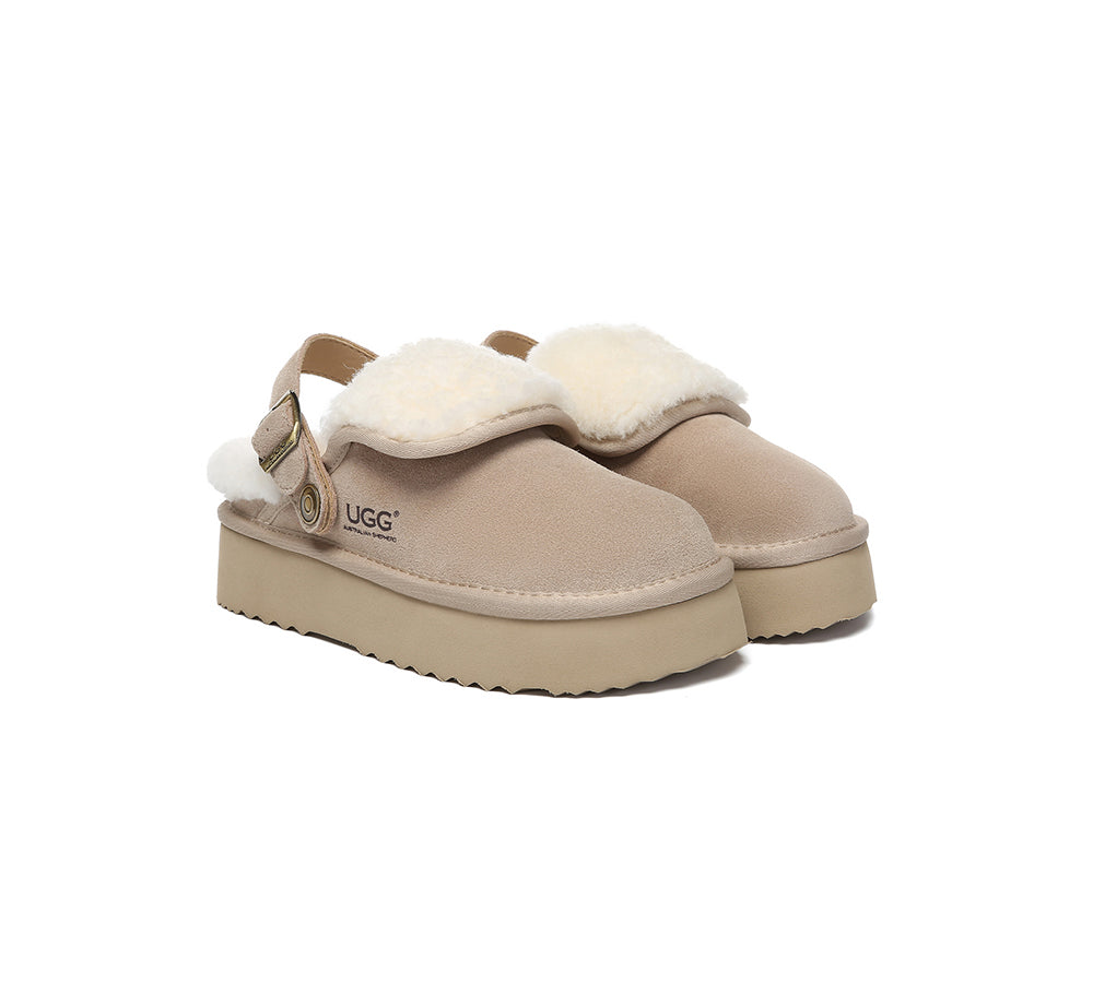 AUSTRALIAN SHEPHERD® 3-Way Style UGG Slippers Sheepskin Wool Slingback Platform Tenley
