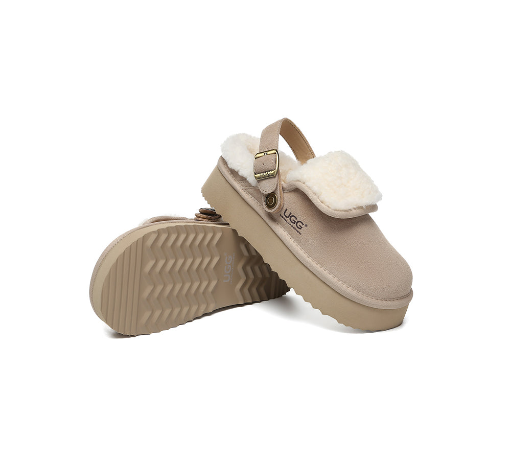 AUSTRALIAN SHEPHERD® 3-Way Style UGG Slippers Sheepskin Wool Slingback Platform Tenley