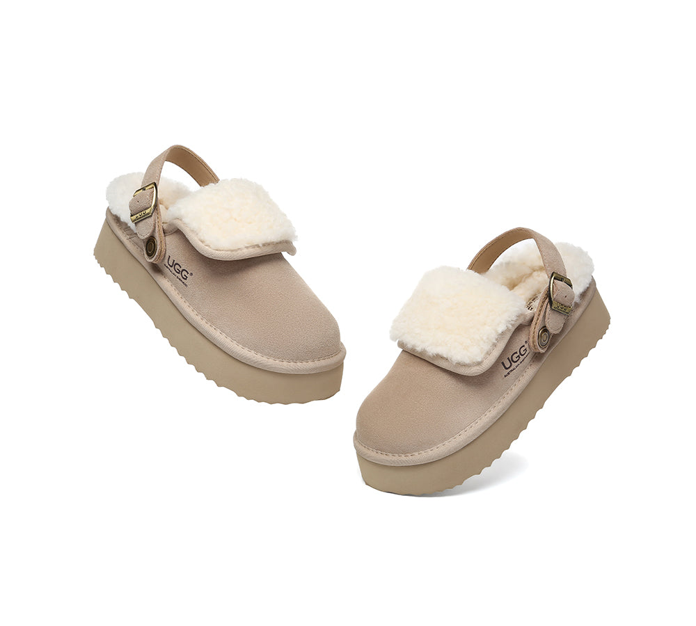 AUSTRALIAN SHEPHERD® 3-Way Style UGG Slippers Sheepskin Wool Slingback Platform Tenley