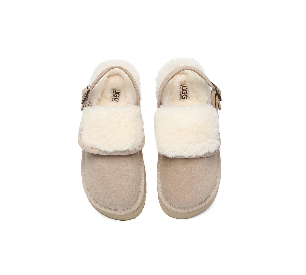 AUSTRALIAN SHEPHERD® 3-Way Style UGG Slippers Sheepskin Wool Slingback Platform Tenley
