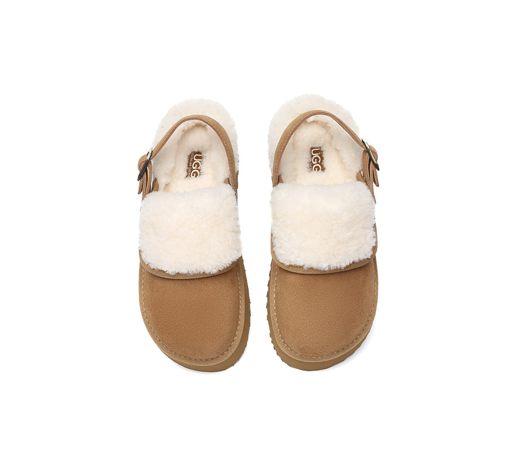 AUSTRALIAN SHEPHERD® 3-Way Style UGG Slippers Sheepskin Wool Slingback Platform Tenley