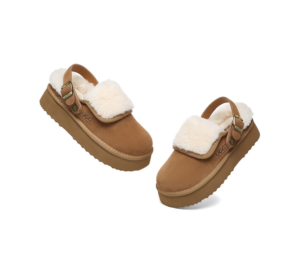 AUSTRALIAN SHEPHERD® 3-Way Style UGG Slippers Sheepskin Wool Slingback Platform Tenley