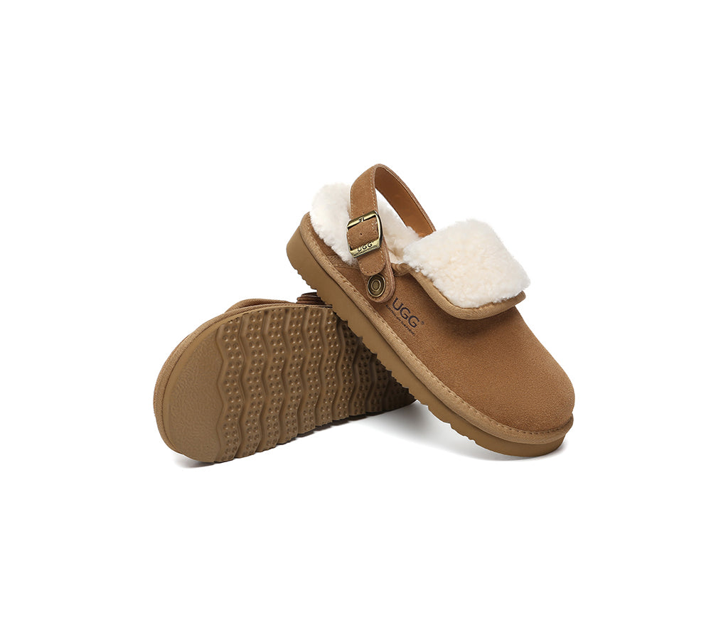 AUSTRALIAN SHEPHERD® 3-Way Style UGG Slippers Sheepskin Wool Adjustable Strap Slingback Tenley