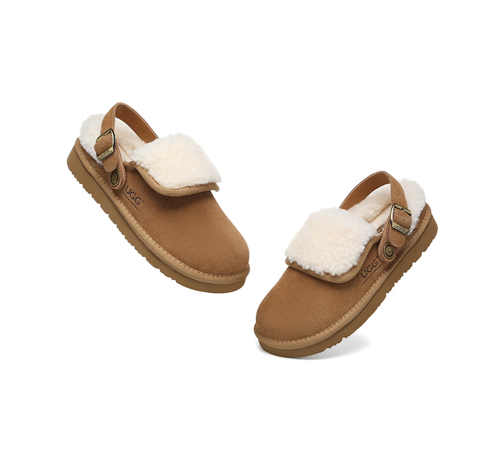 AUSTRALIAN SHEPHERD® 3-Way Style UGG Slippers Sheepskin Wool Adjustable Strap Slingback Tenley