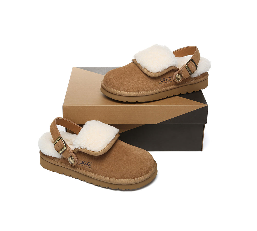 AUSTRALIAN SHEPHERD® 3-Way Style UGG Slippers Sheepskin Wool Adjustable Strap Slingback Tenley