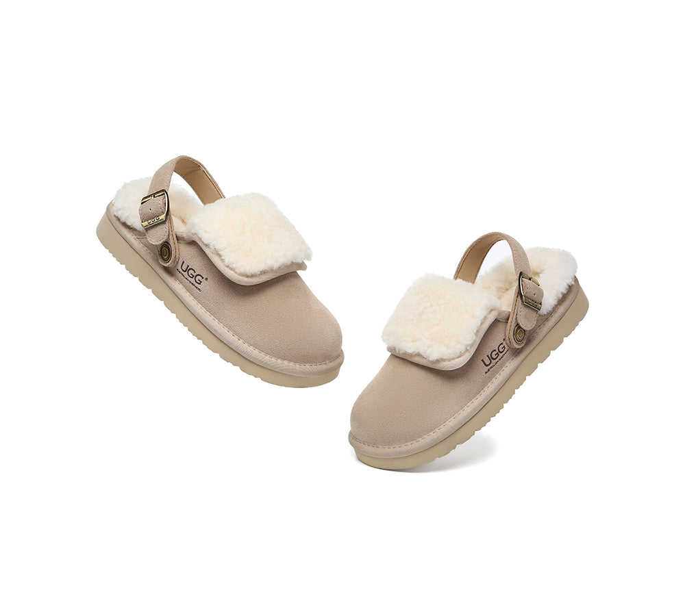 AUSTRALIAN SHEPHERD® 3-Way Style UGG Slippers Sheepskin Wool Adjustable Strap Slingback Tenley