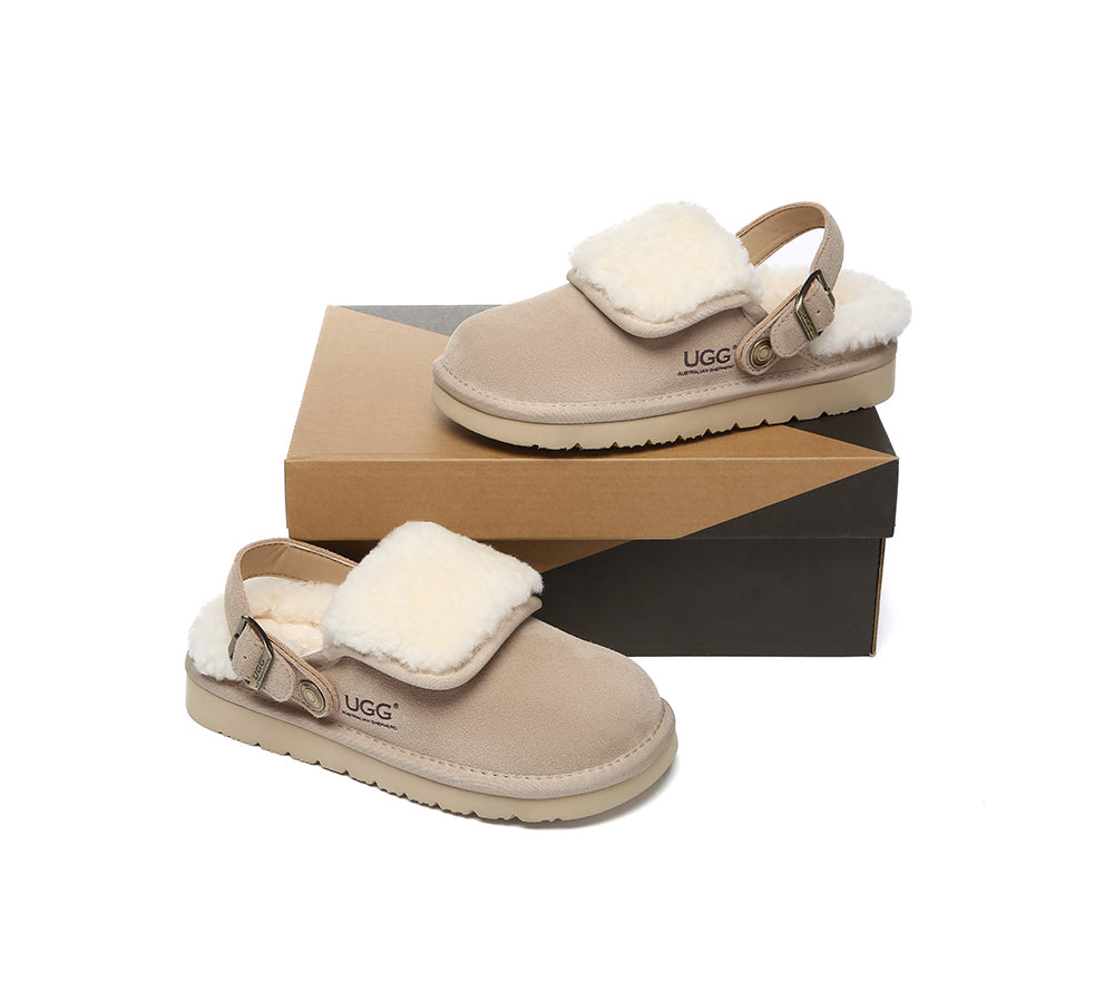 AUSTRALIAN SHEPHERD® 3-Way Style UGG Slippers Sheepskin Wool Adjustable Strap Slingback Tenley
