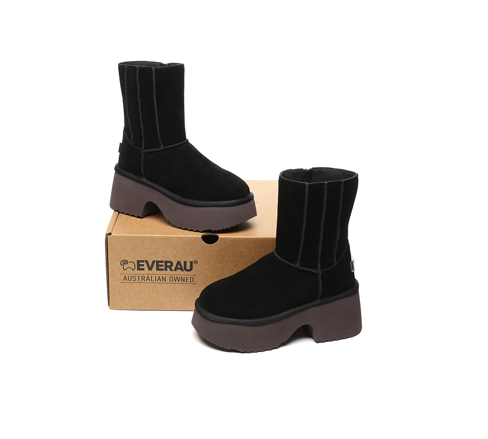UGG EVERAU® UGG Boots Short Zipper Chunky Platform Yuana