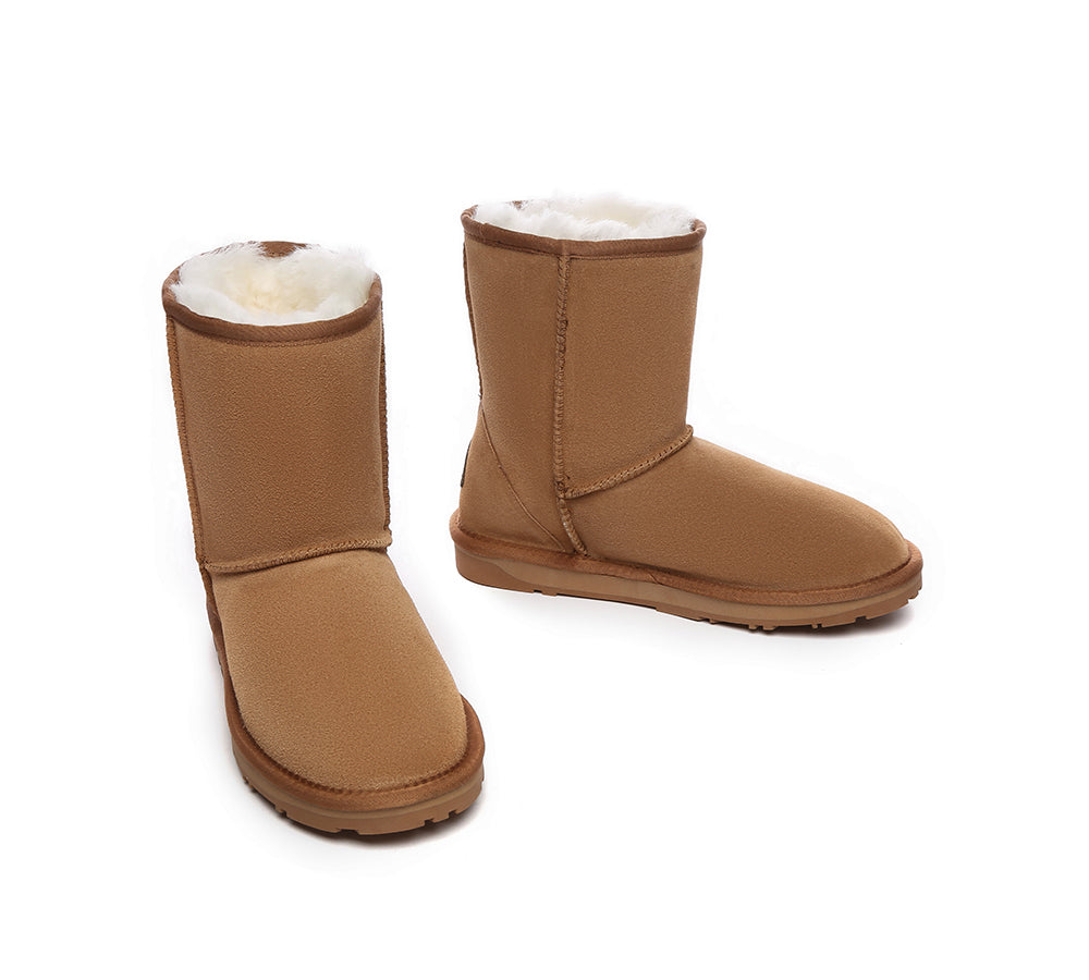 EVERAU® UGG Sheepskin Wool Mid Calf Boots Short Classic Suede