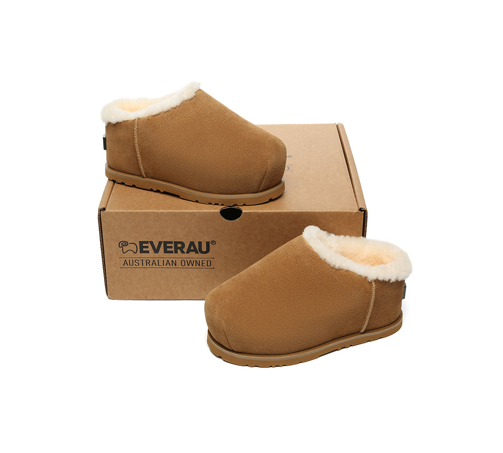 UGG EVERAU® UGG Slippers Sheepskin Wool Chunky Ankle Euro Loaf Pablo