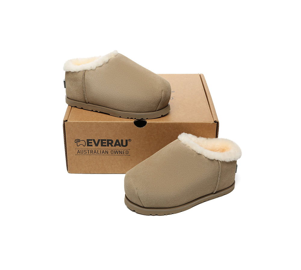 UGG EVERAU® UGG Slippers Sheepskin Wool Chunky Ankle Euro Loaf Pablo