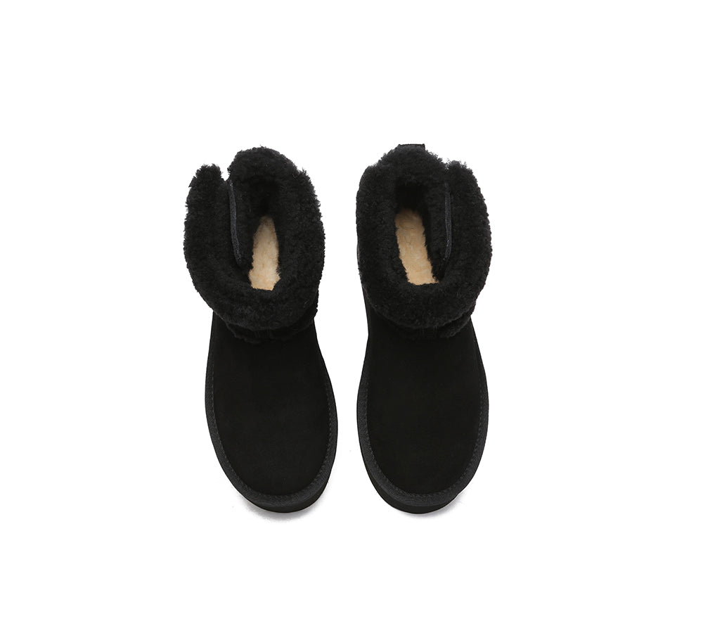 UGG EVERAU® UGG Boots Sheepskin Wool Adjustable Buckle Ankle Platform Ula - UGG EXPRESS