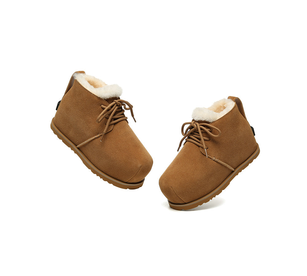 UGG EVERAU® UGG Boots Women Sheepskin Wool Ankle Lace-Up Euro Loaf Paxton