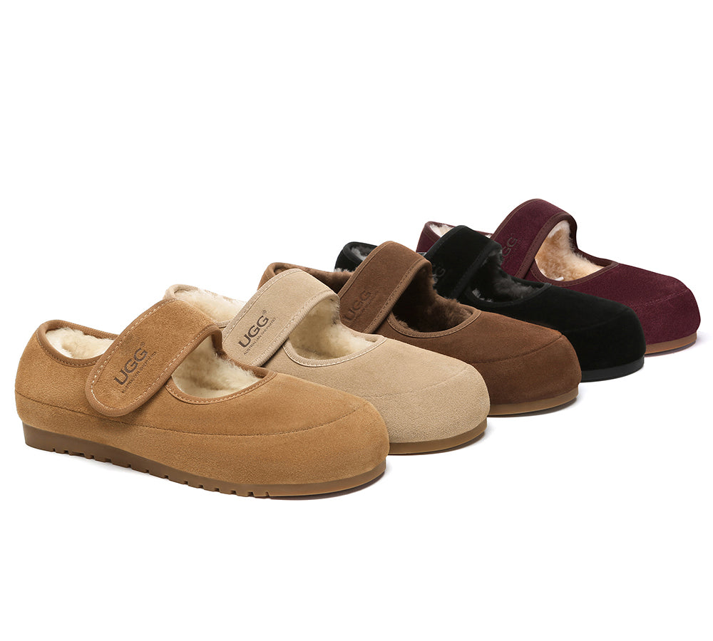 AUSTRALIAN SHEPHERD® UGG Slippers Sheepskin Wool Adjustable Strap Mary Jane Millie UGG AUSTRALIAN SHEPHERD