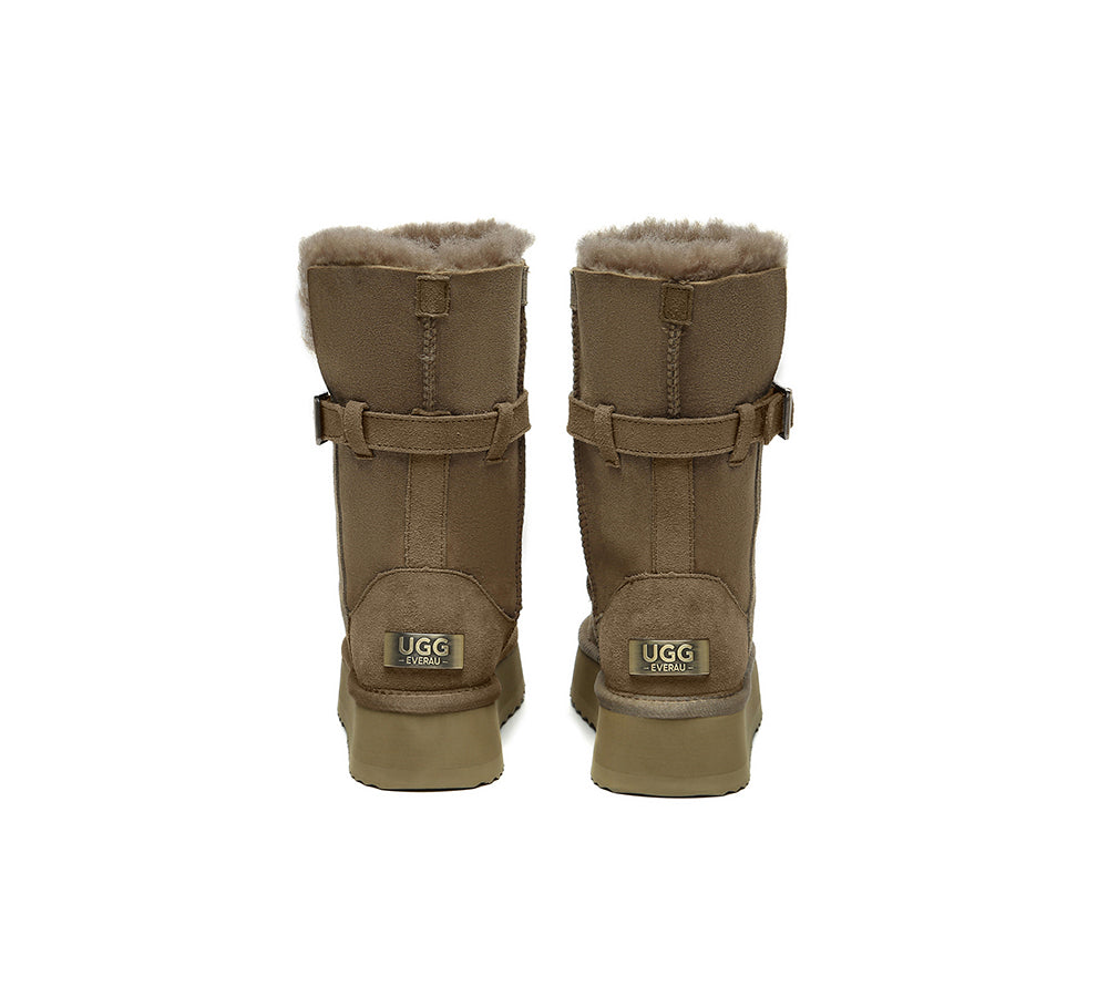 UGG EVERAU® 3-Way Style UGG Boots Women Sheepskin Wool Platform Short Valerie
