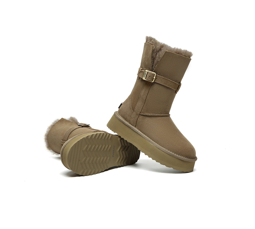 UGG EVERAU® 3-Way Style UGG Boots Women Sheepskin Wool Platform Short Valerie