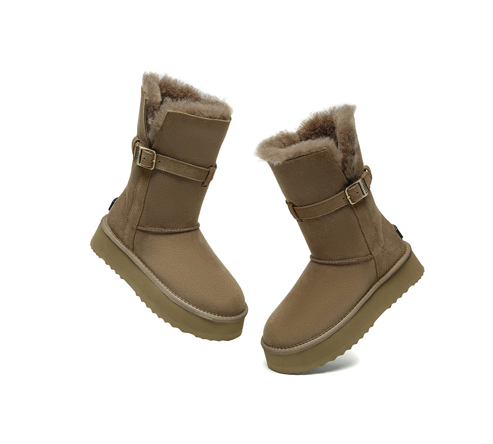 UGG EVERAU® 3-Way Style UGG Boots Women Sheepskin Wool Platform Short Valerie