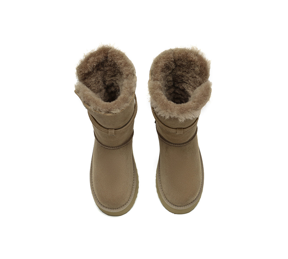 UGG EVERAU® 3-Way Style UGG Boots Women Sheepskin Wool Platform Short Valerie