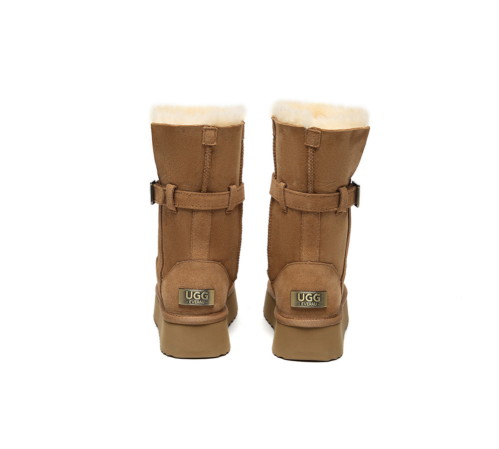 UGG EVERAU® 3-Way Style UGG Boots Women Sheepskin Wool Platform Short Valerie