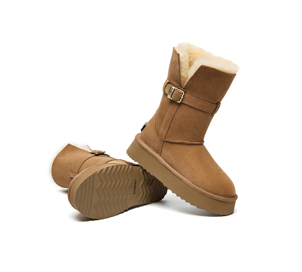 UGG EVERAU® 3-Way Style UGG Boots Women Sheepskin Wool Platform Short Valerie