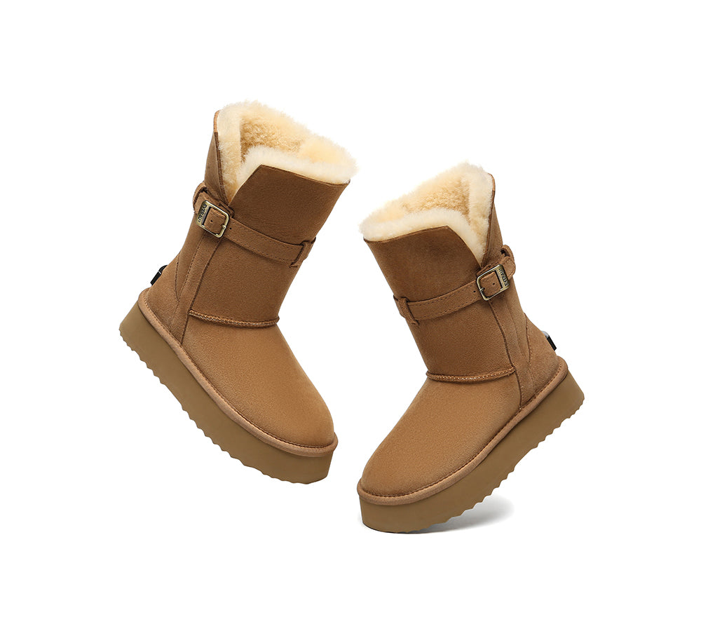 UGG EVERAU® 3-Way Style UGG Boots Women Sheepskin Wool Platform Short Valerie
