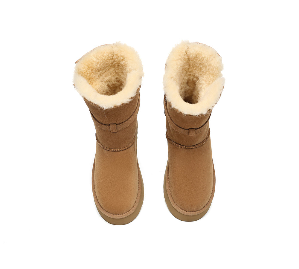UGG EVERAU® 3-Way Style UGG Boots Women Sheepskin Wool Platform Short Valerie