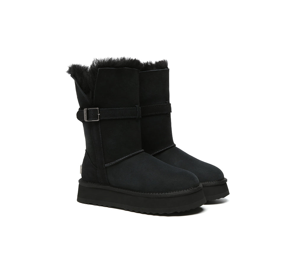 UGG EVERAU® 3-Way Style UGG Boots Women Sheepskin Wool Platform Short Valerie