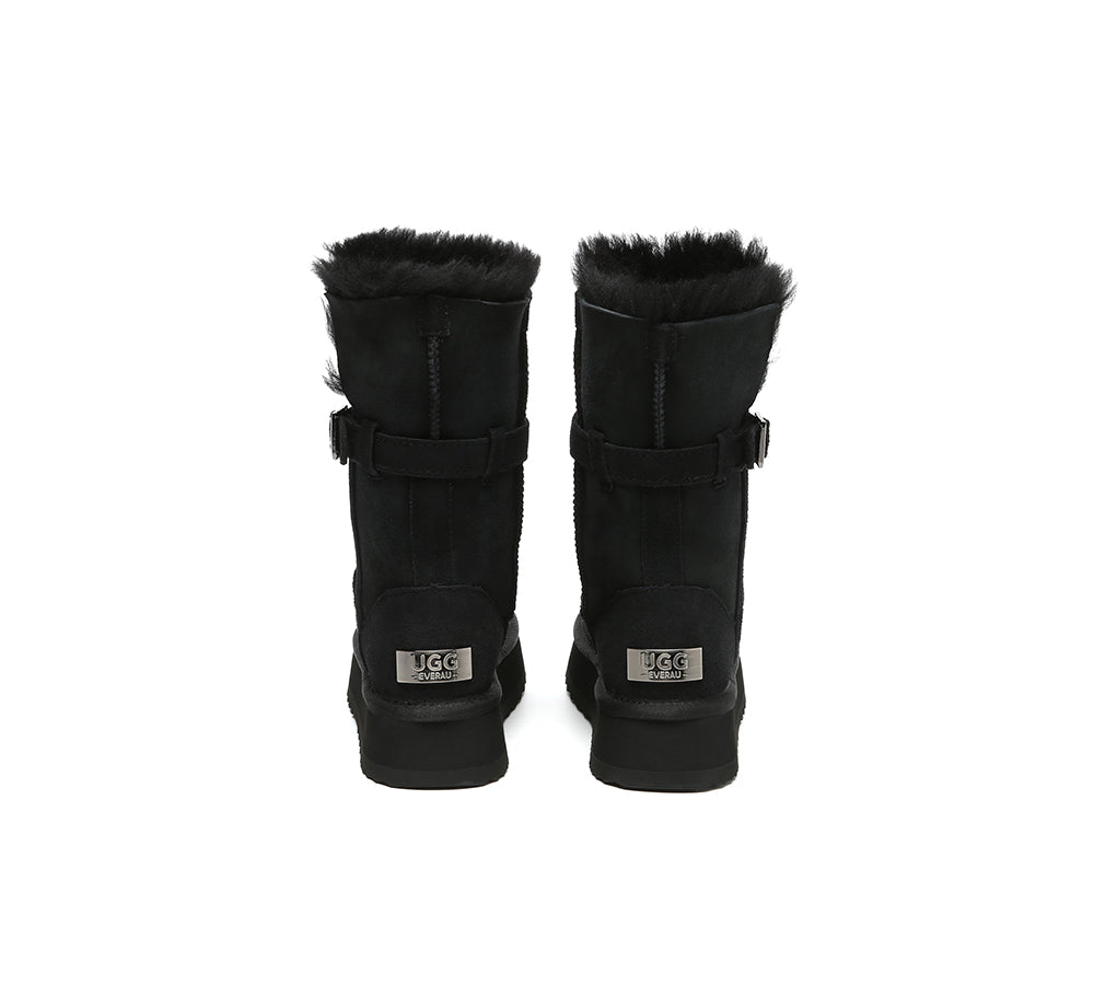 UGG EVERAU® 3-Way Style UGG Boots Women Sheepskin Wool Platform Short Valerie