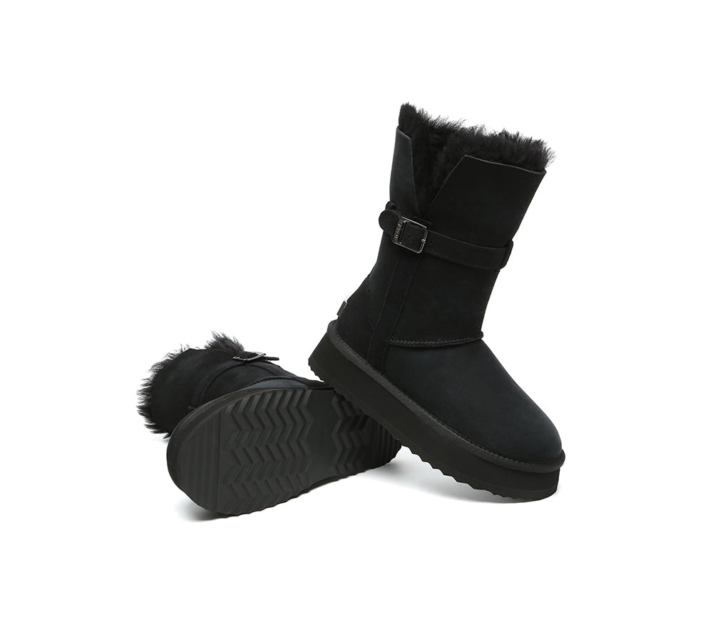 UGG EVERAU® 3-Way Style UGG Boots Women Sheepskin Wool Platform Short Valerie