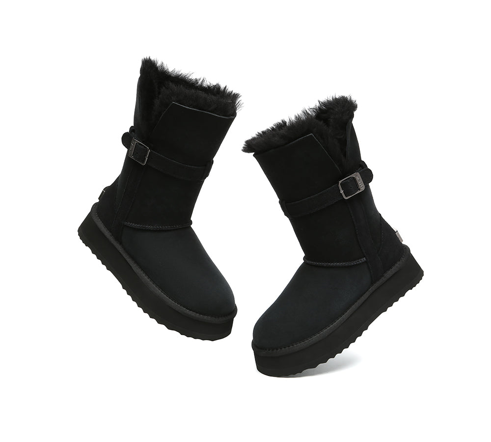 UGG EVERAU® 3-Way Style UGG Boots Women Sheepskin Wool Platform Short Valerie