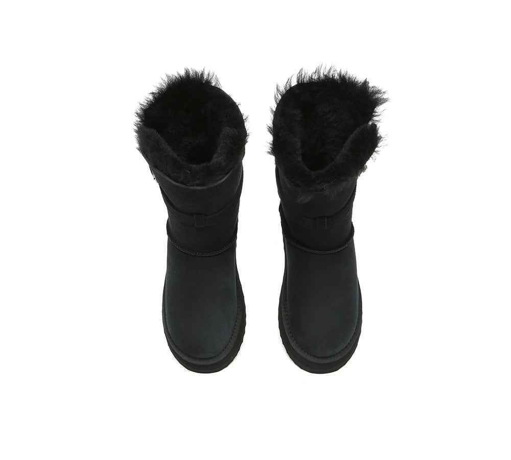 UGG EVERAU® 3-Way Style UGG Boots Women Sheepskin Wool Platform Short Valerie