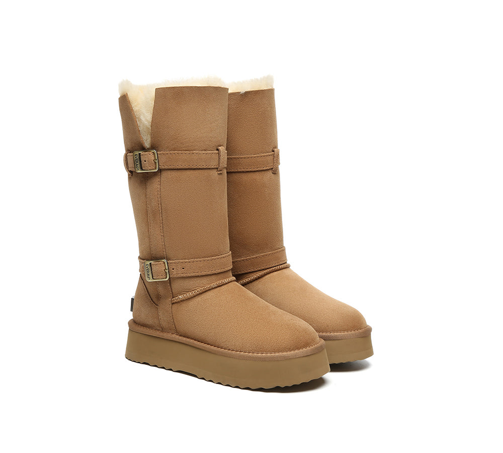 UGG EVERAU® 3-Way Style UGG Boots Women Sheepskin Wool Knee High Platform Tall Valerie