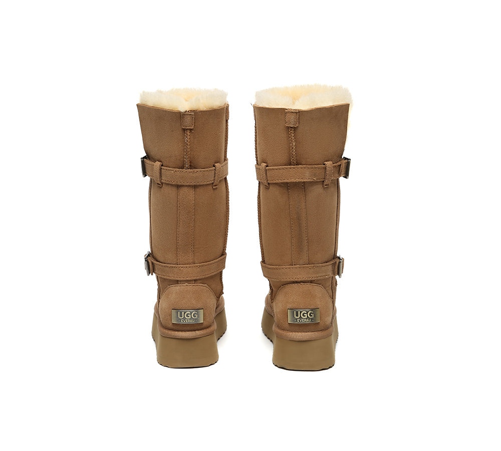 UGG EVERAU® 3-Way Style UGG Boots Women Sheepskin Wool Knee High Platform Tall Valerie