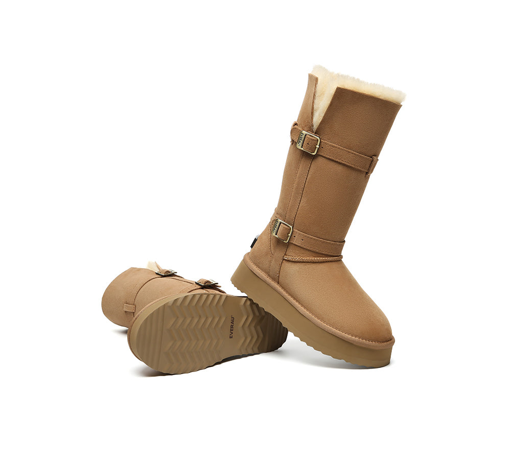 UGG EVERAU® 3-Way Style UGG Boots Women Sheepskin Wool Knee High Platform Tall Valerie