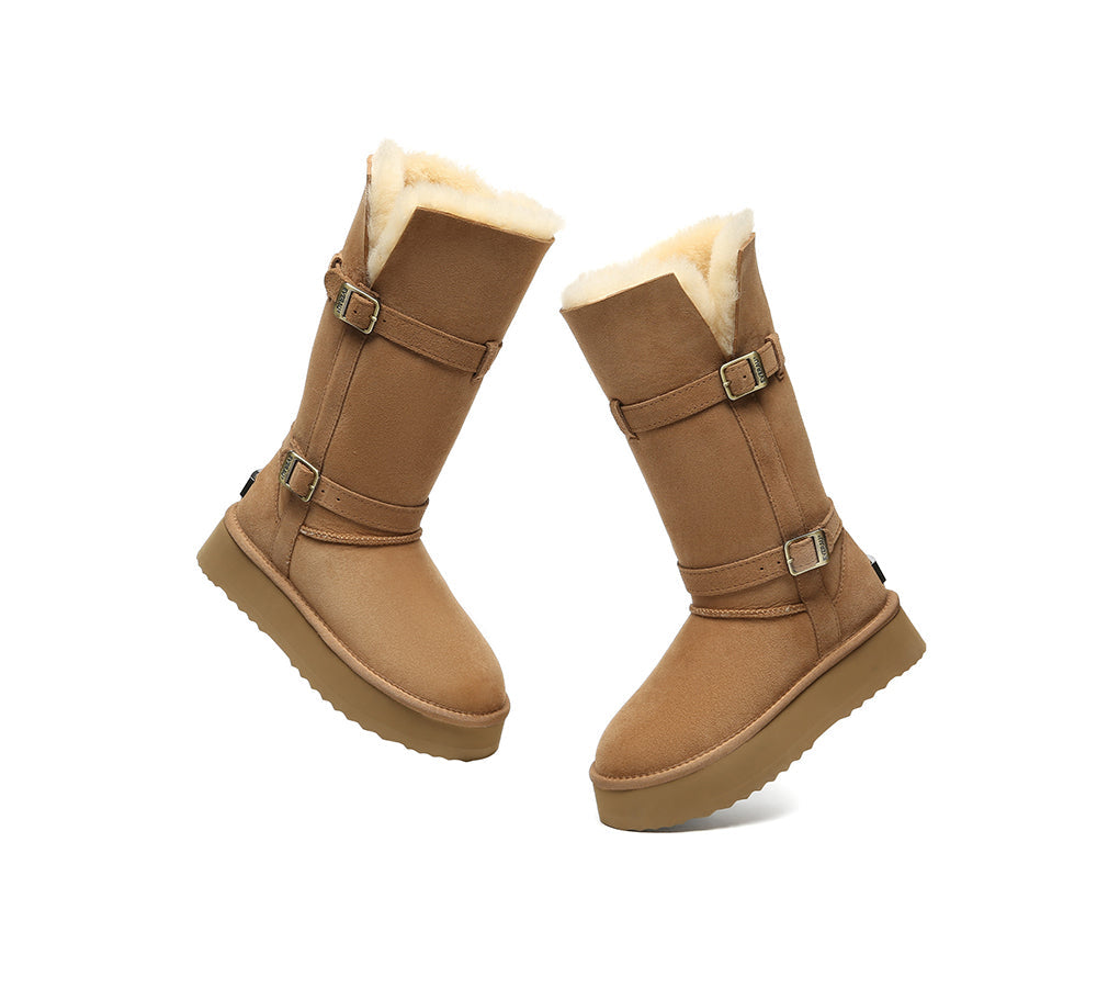UGG EVERAU® 3-Way Style UGG Boots Women Sheepskin Wool Knee High Platform Tall Valerie