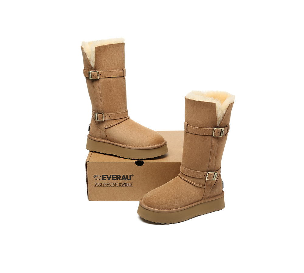UGG EVERAU® 3-Way Style UGG Boots Women Sheepskin Wool Knee High Platform Tall Valerie