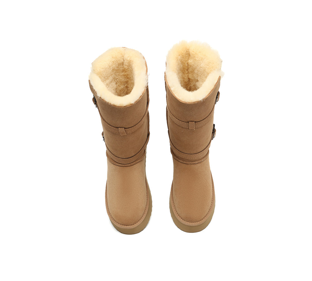 UGG EVERAU® 3-Way Style UGG Boots Women Sheepskin Wool Knee High Platform Tall Valerie