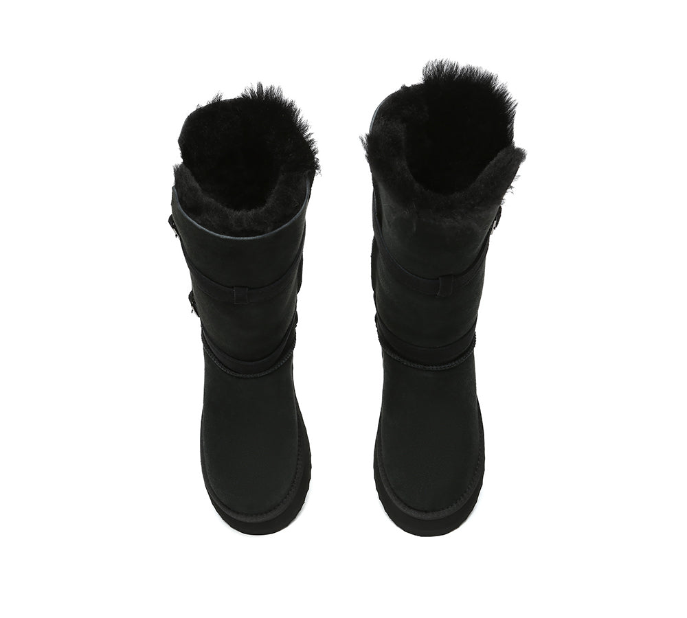 UGG EVERAU® 3-Way Style UGG Boots Women Sheepskin Wool Knee High Platform Tall Valerie