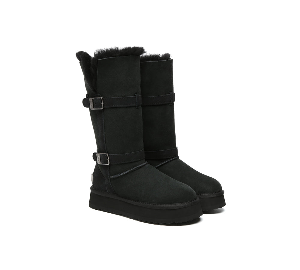 UGG EVERAU® 3-Way Style UGG Boots Women Sheepskin Wool Knee High Platform Tall Valerie
