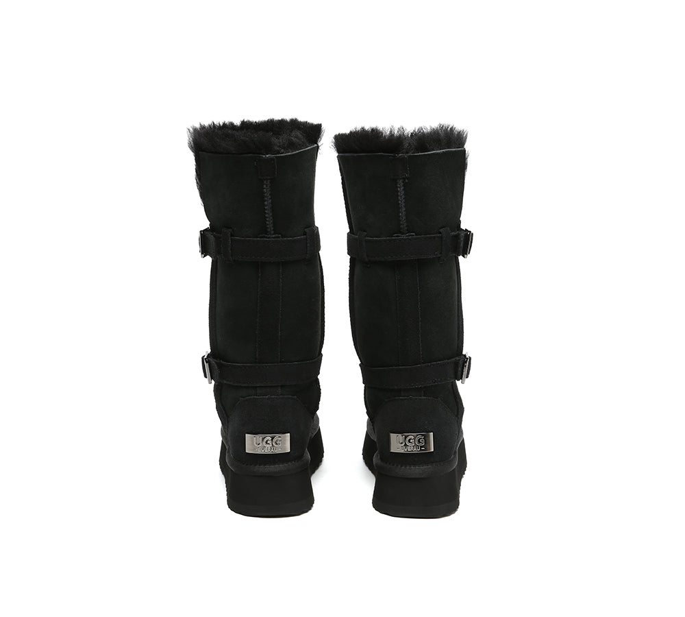 UGG EVERAU® 3-Way Style UGG Boots Women Sheepskin Wool Knee High Platform Tall Valerie