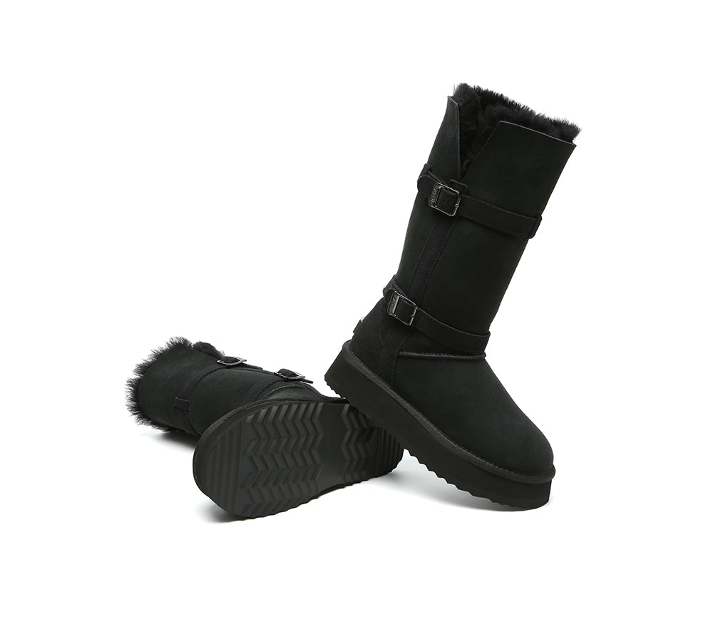 UGG EVERAU® 3-Way Style UGG Boots Women Sheepskin Wool Knee High Platform Tall Valerie