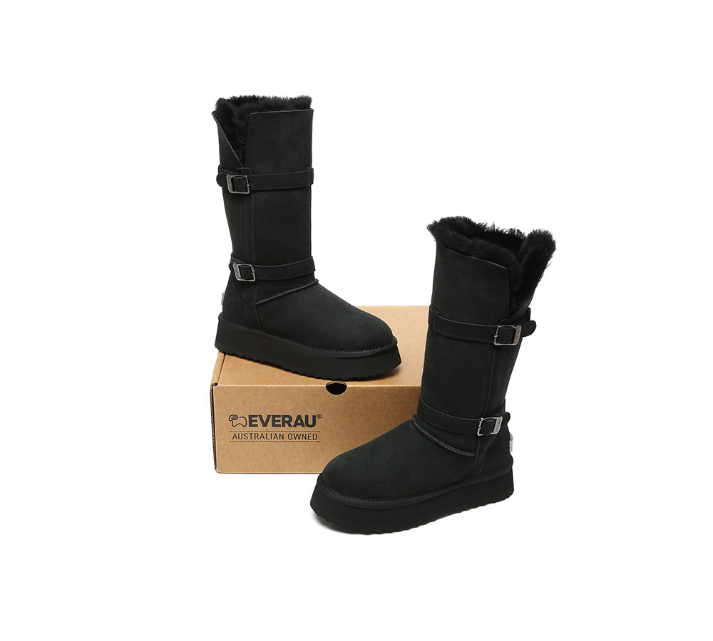 UGG EVERAU® 3-Way Style UGG Boots Women Sheepskin Wool Knee High Platform Tall Valerie
