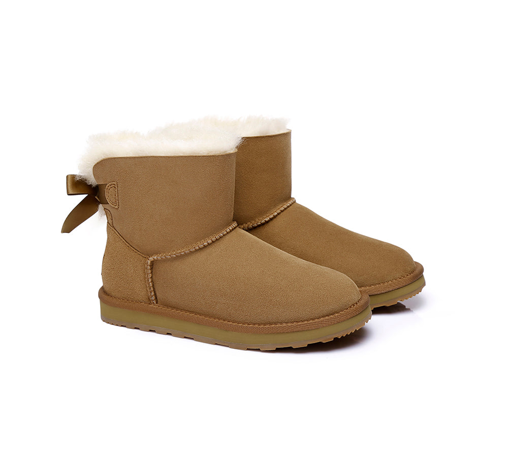 Urban UGG® UGG Boots Women Double faced Sheepskin Wool Mini Back Bow - UGG EXPRESS
