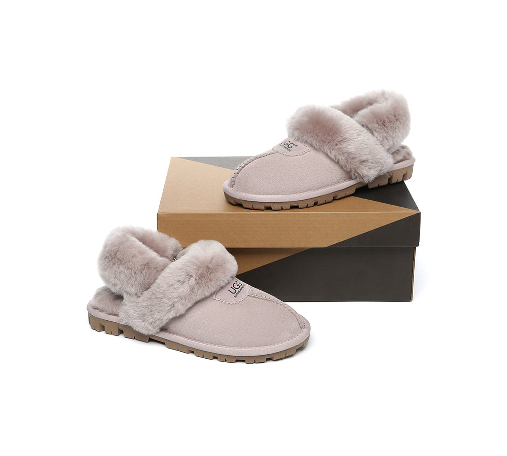 AUSTRALIAN SHEPHERD® 3-Way Style UGG Women Slippers Removable Wool Fluffy Strap Slingback Waffle UGG AUSTRALIAN SHEPHERD