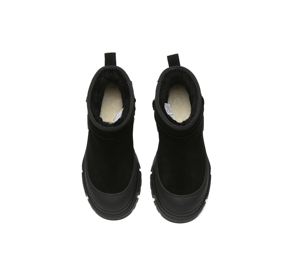 EVERAU® UGG Boots Sheepskin Wool Ankle Chunky Platform Mouni