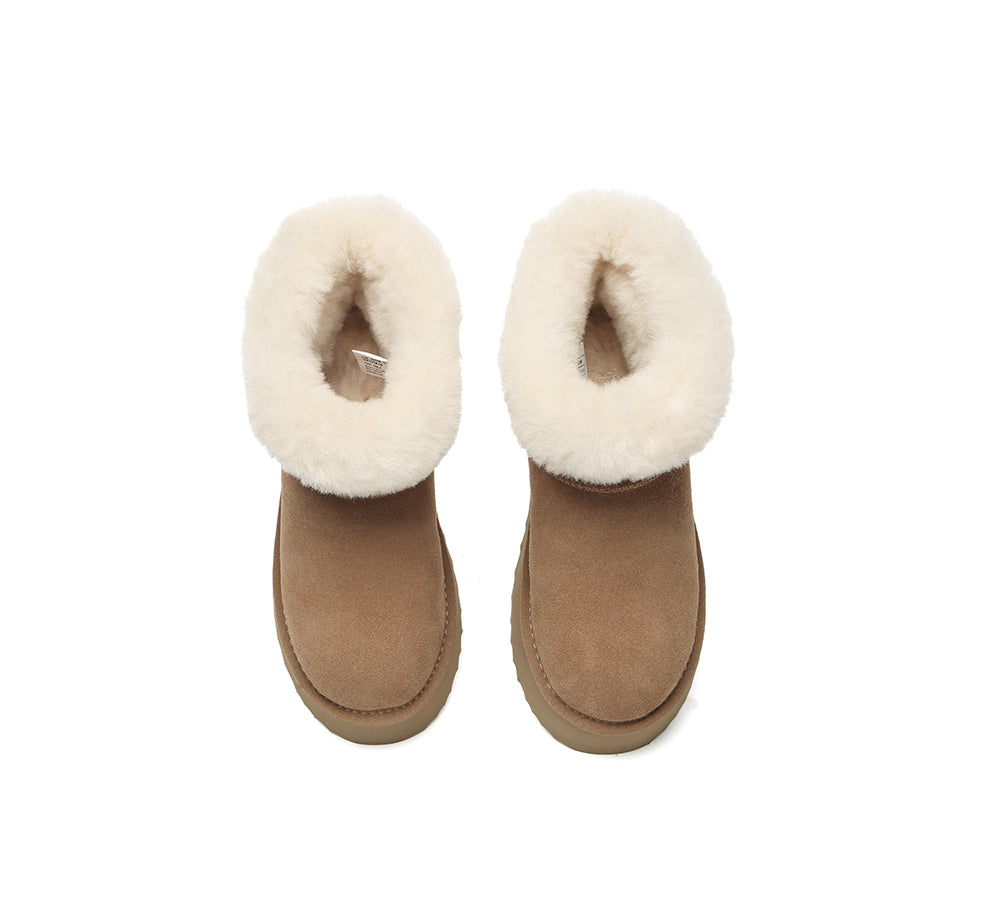 UGG EVERAU® UGG Boots Women Sheepskin Wool Shearling Lined Mini Platform Kazzi