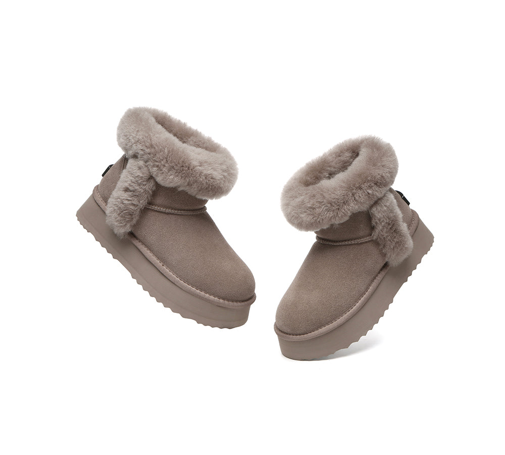 UGG EVERAU® UGG Boots Women Sheepskin Wool Shearling Lined Mini Platform Kazzi
