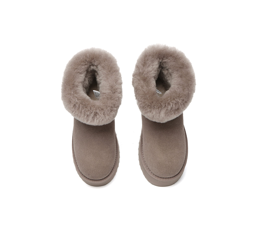 UGG EVERAU® UGG Boots Women Sheepskin Wool Shearling Lined Mini Platform Kazzi