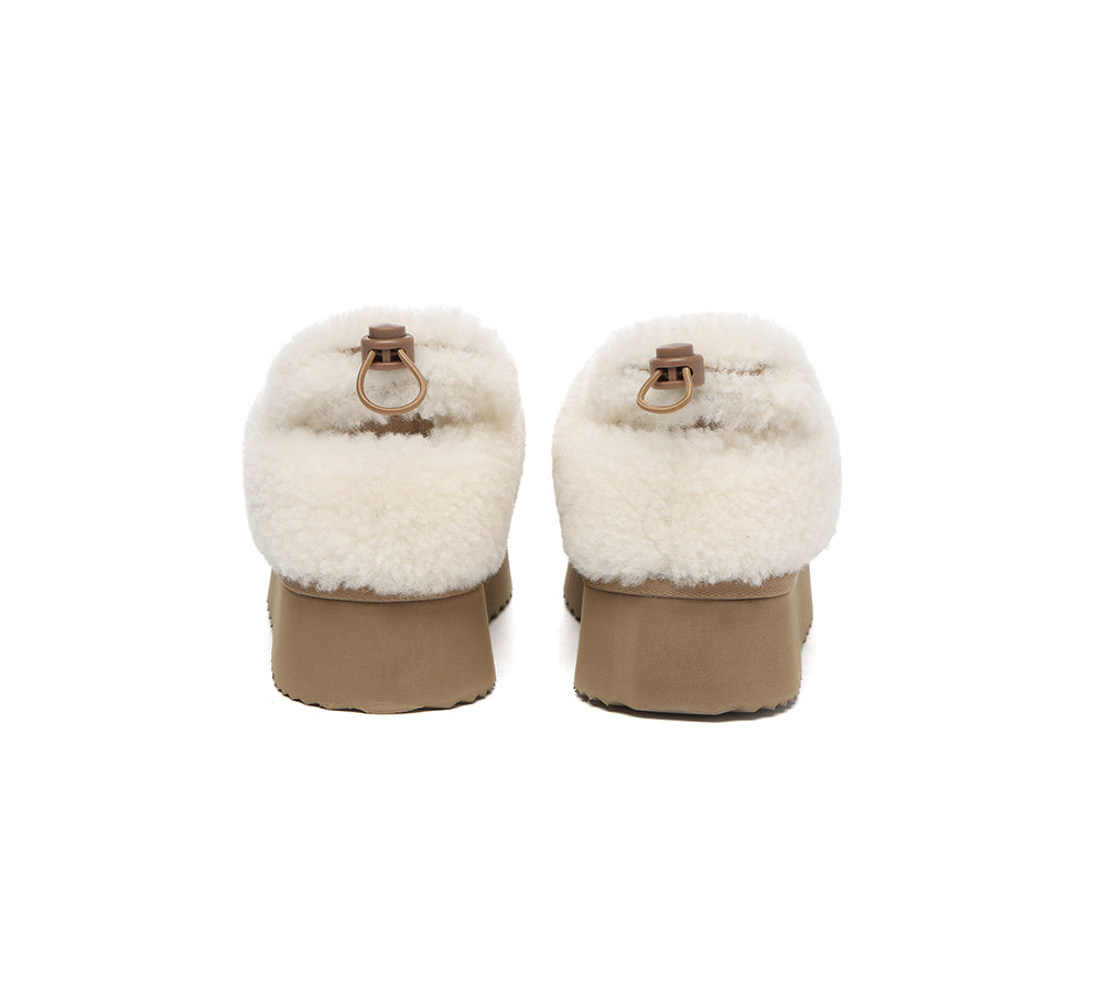 UGG EVERAU® 2-Way Style UGG Slippers Women Removable Wool Strap Drawstring Slingback Platform Paige